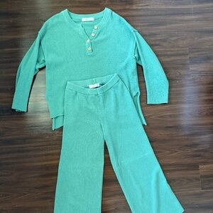 Free People Beach Hailee Sweater Set Henley/ Wide Leg